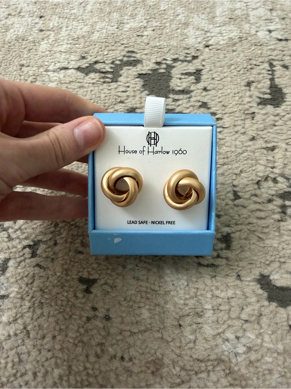 House of Harlow 1960 gold earrings with twisted knot design